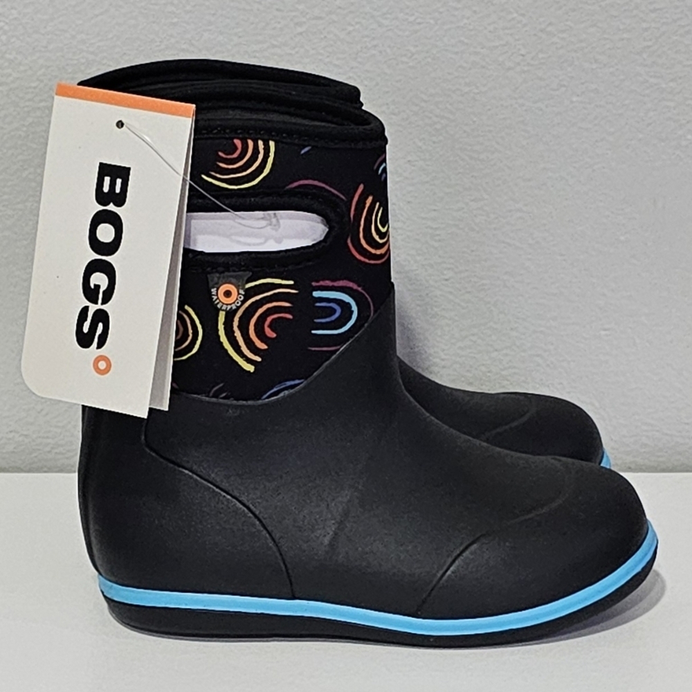 NIB BOGS Classic Wild Rainbow Toddler Rainboots Black Multi - Size 10